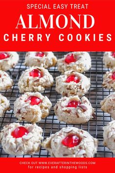 cookies with cherries are cooling on a wire rack, ready to go into the oven