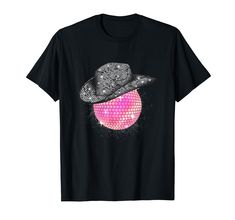 PRICES MAY VARY. Great DJ t-shirt for disco lovers from the 70s and 80s. Disco Queen Seventies costume for vintage groovy dance lovers. Rhinestone cowgirl pink disco ball wearing cowboy hat retro T-piece. Lightweight, Classic fit, Double-needle sleeve and bottom hem Disco Ball With Cowboy Hat, Seventies Costume, Pink Disco Ball, Disco Queen, Rhinestone Cowgirl, Pink Disco, 80s Disco, Dance Lover, Retro T Shirt