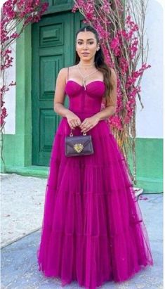 Fucsia Dress Outfit Wedding, Prom Dresses Elegant, Corset Bodice, Long Evening Gowns, Evening Dresses Elegant