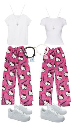 Hello Kitty Pajama Pants, Hello Kitty Pattern, Kitty Pattern, Kitty Clothes, Hello Kitty Clothes, Cute Pjs, Cute Hello Kitty