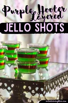 Purple Hooter Layered Jello Shots Recipe Blue Jello Shots, Best Jello Shots, Jello Shots Recipe, Jello Shots Vodka, Maleficent Party, Jello Shot Cups, Halloween Jello Shots, Halloween Jello, Maleficent Halloween