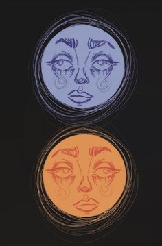 two circles with faces drawn on them