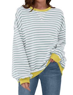 PRICES MAY VARY. Material:73% Rayon+27% Polyester.Breathable and skin-friendly. Size:S=US 4-6, M=US 8-10, L=US 12-14, XL=US 16-18.please check the size chart before purchase! Occasion: This long sleeve tops provides a relaxed and loose fit.Perfect for daily, home, school, shopping, going out, club, night out, holiday, weekend, vacation, office, work, date, streetwear, etc. Features: Color block striped sweatshirt for women girls, long sleeve, crew neck, color block, contrast hem. Garment Care:Ha Striped Sweatshirt, Womens Sweatshirts, Club Night, Striped Sweatshirts, Loose Pullover, School Shopping, Casual Stripes, Holiday Weekend, Womens Casual