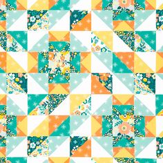 a colorful patchwork pattern with stars and flowers on the top, as well as an arrow