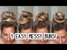 Easy Messy Buns, Quick Bun Hairstyles, Medium Long Hairstyles, Hairstyle Youtube, Easy Bun Hairstyles, Hair Bun Tutorial, Easy Hairstyles For Medium Hair, Messy Buns, Easy Hair Updos