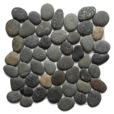 several rocks arranged in the shape of a square on a white background, each with different colors and sizes