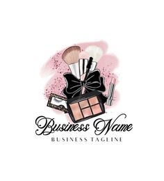 the logo for business name, business tagine with makeup and cosmetics items on it