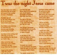 an old paper with the words twas the night jesus came