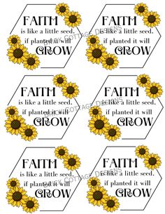 six sunflowers with the words faith in them