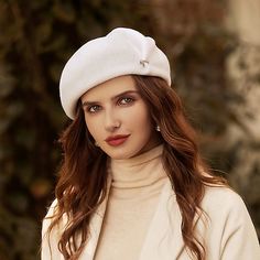 Category:Hats; Embellishment:Sparkling Glitter,Pure Color; Gender:Women's; Quantity:1pc; Theme:Head,Wedding; Style:Elegant,Simple; Hats Category:Beret Hat; Occasion:Horse Race,Wedding,Tea Party,Ladies Day; Material:100% Wool; Head Circumference:58; Front page:WE; Shipping Weight:0.07; Listing Date:09/24/2021; Head Circumference: Painter Hat, Beach Blouse, Hat Beret, Wedding Tea, Melbourne Cup, Wool Berets, Beret Hat, Scarf Hat, Wool Hat