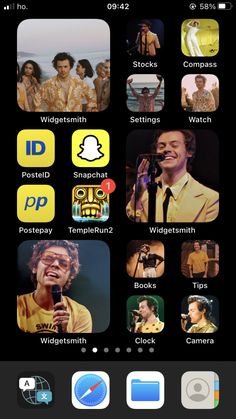 an iphone screen with many different pictures on it, including music and other app icons