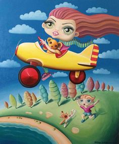 Steve Baggott Oils on Canvas Dream Flight     760 x 920mm   Unframed Flight, Mario Characters