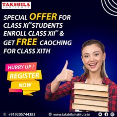 a woman is holding books and giving the thumbs up for her class visit with an advert