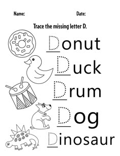 a printable worksheet for the letter d