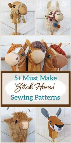 the instructions for how to make stuffed horse sewing patterns are shown in this book cover