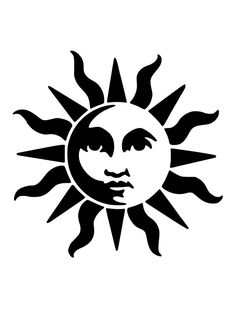 the sun with a face drawn in black on a white background, it is an illustration