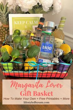 the margarita lover gift basket is on display