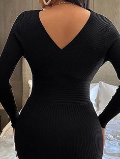 Material:10%-29% Polyester.Soft and high-quality fabric. Skin-friendly. lightweight. high elasticity also suit as a maternity dress.Features: Long sleeve. solid color. high waist. v neck. ribbed. bodycon mini dress. Ribbed Stretch V-neck Dresses, Stretch Ribbed V-neck Dresses, Stretch V-neck Maternity Dress, Black V-neck Maternity Dress, Black Ribbed V-neck Dress, Long Sleeve Sweater Dresses, Floral Dress Formal, Boho Swimwear, Lace Formal Dress