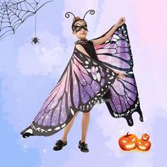 PRICES MAY VARY. 🦋 Elegant Design: Your girls are sure to be magical in the beautiful kids butterfly wings and you'll love watching her flitting around as if she's a butterfly among flowers. 🎉 Premium Material: The butterfly wings for girls are made of 100% polyester Double-Sided Printing fabrics, soft, no-fading, and durable. 👍 Comfortable Size: The Halloween costumes for girls have attached loops at the ends to easily slip your kids' hands through, the neckband is 4” longer than similar pro Butterfly Costume Kids, Girls Butterfly Costume, Cape Clothing, Halloween Butterfly, Butterfly Halloween Costume, Antenna Headband, Butterfly Wings Costume, Girls Cape, Butterfly Fairy Wings