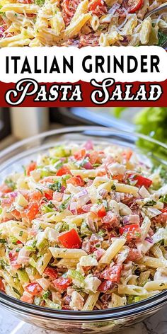 this pasta salad is loaded with fresh vegetables and lots of cheese it's ready to be eaten