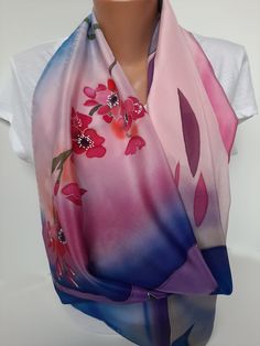 I PLEASE ATTENTION FOR DEAR BUYERS! I thank all visitors to my store! I love to make unique scarves, shawls, tunics, dresses for you. I PLEASE read all the information regarding the order before ordering! Hand painted silk scarf Cherry Blossom Silk Scarf . Square shawl , Mother's Day gift , Gift for woman , size 36 * 36 inch Cherry Blossom Silk Scarf Hand painted silk scarves. Pink blue flower scarf. Square neck scarf. A birthday present for her, a gift for mom. Unique Floral Scarves Silk scarf. Pink Floral Print Shawl Scarf, Pink Floral Print Scarves As Gift, Pink Floral Print Scarf For Gift, Pink Floral Print Scarf As Gift, Artistic Shawl Scarf For Gift, Artistic Shawl Scarf As A Gift, Artistic Shawl Scarves As Gifts, Pink One-size Silk Shawl Scarf, Blue Floral Print Silk Scarf For Gift