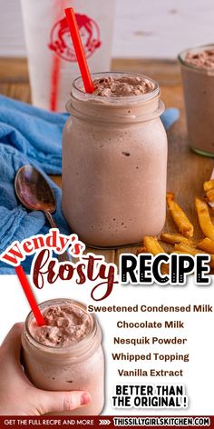 Wendy’s frosty Wendys Recipe, Wendy's Frosty Recipe, Homemade Frosty, Copycat Wendy's Frosty Recipe, Wendys Frosty Recipe, Wendy's Frosty, Wendys Frosty, Frosty Recipe, Fast Easy Meals