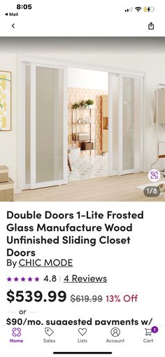 an ad for sliding glass doors with prices