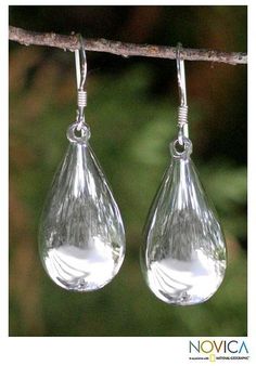 Sterling Silver Dangle Earrings from Thailand Earrings Moon, Teardrop Dangle Earrings, Ethical Jewelry, Silver Dangle Earrings, Sterling Silver Dangle Earrings, Ear Rings, Silver Earrings Dangle, Jewelry Packaging, Hook Earrings