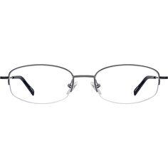 A half-rim eyeglasses of metal alloy with spring hinges. | Zenni Oval Prescription Eyeglasses Half-Rim Gray Stainless Steel Oval Glasses, Oval Eyeglasses, Square Face Shape, Rim Design, Zenni Optical, Square Face, Square Faces, Prescription Eyeglasses, Modern Elegance