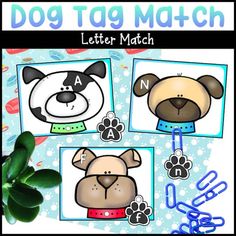 the dog tag match is shown with four different dogs on it's face and paws