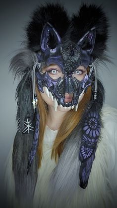 Skull Headpiece, Black Wolf, The Pack, Headdress, Headpiece