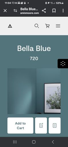 an image of a room with blue walls and the words, bella blue 720 add to cart