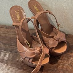 In Good Preloved Condition As Shown In Photos They Run Small In My Opinion Yves Saint Laurent Shoes, Saint Laurent Paris, Ankle Strap Sandals, Shoes Women Heels, Ankle Strap, Brown Leather, Yves Saint Laurent, Shoes Heels, High Heels