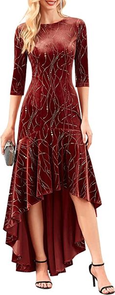 Amazon.com: Ever-Pretty Women's Winter 3/4 Sleeves High-Low Round Neck Gorgeous Prom Evening Dresses Maroon US14 : Clothing, Shoes & Jewelry Formal Dresses Mermaid, High Low Evening Dresses, Long Party Gowns, Prom Evening Dresses, Beautiful Evening Dresses, Banquet Dresses, Womens Wedding Dresses, Ever Pretty, Formal Party Dress