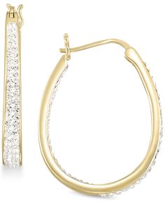 A dazzling way to update your look, Simone I. Smith lets you sparkle in these crystal adorned silver hoop earrings. Oval Fine Jewelry Hoop Earrings For Pierced Ears, Gold Oval Earrings With Diamond Accents, Oval Gold Earrings With Diamond Accents, Oval Hoop Earrings, Easter Shopping, Fragrance Gift Set, Mens Gift Sets, Luxury Gifts, Silver Hoops