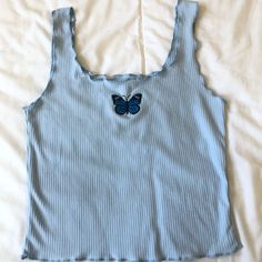 Butterfly Tank Top Baby Blue Embroidery Butterfly 90’s 2000’s Vibes New Size M Bloggers Favorite Choice Nwot 2000 1990’s Vibes Blue Y2k Tank Top For Spring, Y2k Blue Tank Top For Spring, Y2k Style Blue Tank Top For Spring, 90s Style Blue Tops For Spring, Blue Y2k Tops For Spring, Blue Y2k Style Tops For Spring, Blue Cotton Y2k Style Tops, Y2k Style Blue Cotton Top, Blue 90s Style Tank Top For Summer