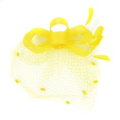 Mesh Flower Fascinator Yellow Flower Hat For Spring, Yellow Flower-shaped Hats For Spring, Yellow Headband For Spring Party, Yellow Hair Accessories For Summer Party, Adjustable Yellow Headpiece For Summer, Adjustable Yellow Headpieces For Summer, Adjustable Yellow Summer Headpieces, Adjustable Headpieces For Beach Spring Season, Adjustable Hair Accessories For Spring Garden Party