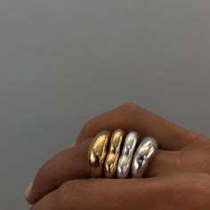 Mixed Metals Jewelry Style, Mixed Metal Rings, Ring Bands, Handmade Gold Jewellery, Two Rings, Mixed Metal Jewelry, Mini Hoop Earrings, Sterling Silver Rings Bands, Dope Jewelry