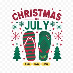 christmas in july with flip flops and snowflakes