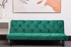 Yone jx je Velvet Convertible Futon Sofa Bed, Mid Century Green Fabric Couch, Sleeper Loveseat with Golden Metal Legs, Couches for Small Spaces(Green) Sofa Bed Green, Modern Tufted Sofa, Black Velvet Sofa, Couches For Small Spaces, Family Living Room, Living Room Apartment, Upholstered Couch, Modern Sofa Bed