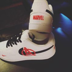 Custom painted avenger nikes Avengers Shoes, Marvel Shoes, Tie Sneakers, Custom Painted, Custom Sneakers, Painted Shoes, Tie Shoes, Custom Paint, Avengers