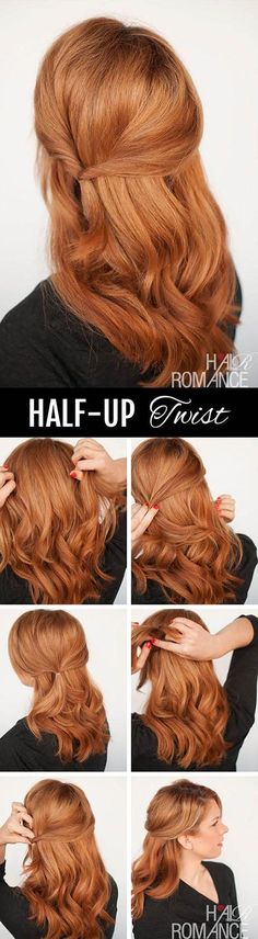 Easy Half Up Side Twist Hair Tutorial Five Minute Hairstyles, Twist Hairstyle, Hair Romance, Hairstyle Tutorial, Half Up Hair, Hair Envy, Twist Hairstyles, Hair Dos, Down Hairstyles