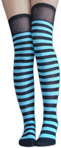 Striped Thigh High Socks, Thigh High Socks, 7 11, Thigh High, Black Light, High Socks, Thigh Highs, Hosiery, Black Blue