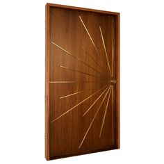 a wooden door with gold lines on the front and back side, in an art deco style