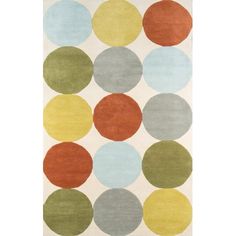 a rug with different colored circles on it