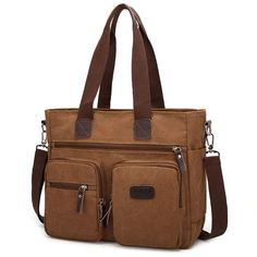 PRICES MAY VARY. MATERIAL: High Quality Canvas CLOSURE: Top Zipper Closure DIMENSIONS: 14.17''(L) x 5.90''(W) x 11.02''(H); double handles with 9.1" drop; adjustable shoulder strap with 35" to 58" drop. POCKETS: 1 Generous main pockets, 1 Tablets pockets, Multi Inner pocket with 1 Key hook. 1 Exterior back wall open pocket, 4 Front pocket, 2 side pockets. FEATURES: Decorative silver-tone hardware, detachable shoulder strap and multi pockets. Easily carry your book, phone, wallet, cosmetic, IPAD, Messenger Tote Bag, Work Tote Bag, Work Tote, Travel Work, Purse Crossbody, Tote Bag Purse, Satchel Handbags, Bag Travel, New Handbags