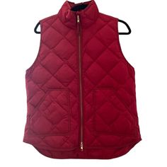 J. Crew Nwot Red Down Puffer Vest With Gold Accent Zippers And Pockets Size: Medium Never Worn! Gold Accent, Puffer Vest, Gold Accents, J Crew, Puffer, Jackets For Women, Jackets & Coats, Size Medium, Zipper