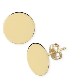 in stock Modern Yellow Gold Round Disc Jewelry, Macy's Round Earrings Gift, Macy's Classic Round Earrings, 14k Gold Round Earrings Fine Jewelry, 14k Gold Round Fine Jewelry Earrings, Modern Yellow Gold Round Earrings, Macy's Fine Jewelry Earrings With Polished Finish, Hallmarked 14k Gold Round Earrings, Round 14k Gold Fine Jewelry Earrings