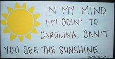 a sign that says, in my mind i'm going to carolina can't you see the sunshine?