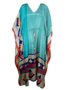 Women Boho Beach Kaftan, Sea Blue, Red Maxi Caftan, L-2X This handmade, eco-friendly Bohemian Summer Caftan is perfect for resort days or vacations. Made from recycled silk saris, it combines casual luxury with environmentally-conscious fashion. The relaxed kimono-style maxi dress features an adjustable drawstring waist and is created from recycled materials. These boho dresses can be worn as versatile beach cover-ups or comfortable housedresses. As boho weddings in natural settings continue to Summer Caftan, Bohemian Chic Style, Beach Kaftan, Bohemian Chic Fashion, Casual Luxury, Bohemian Summer, Red Maxi, Boho Dresses, Conscious Fashion